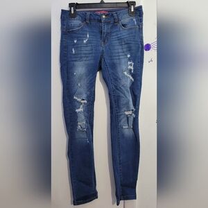 Wax Jeans Butt I Love You Juniors Size 7 Blue Distressed Skinny 5 Pocket